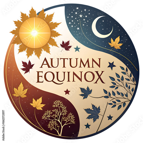 Autumn equinox symbolizing day and night transition transparent background