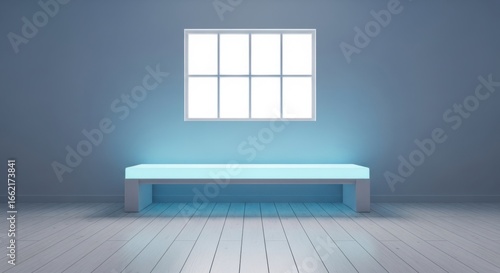 Wallpaper Mural Minimalist Modern Room With Glowing Bench and Window Torontodigital.ca