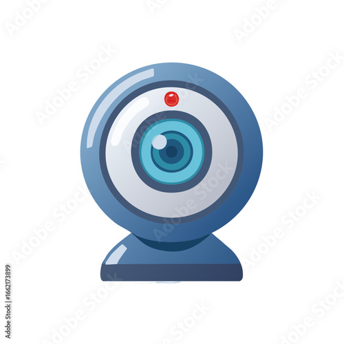 Webcam Illustration: Sleek Design, Blue Casing, Modern Technology for Video Communication