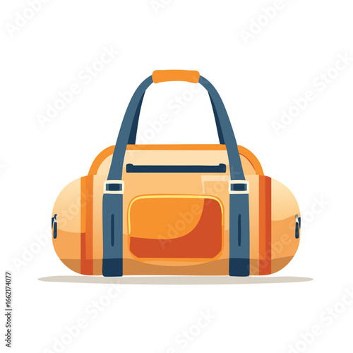 Isolated Orange Duffel Bag with Straps and Handle Vector Illustration