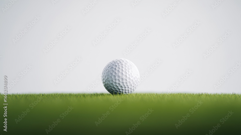 Obraz premium Tiny Transparent Golf Ball Posed on Green Grass Background