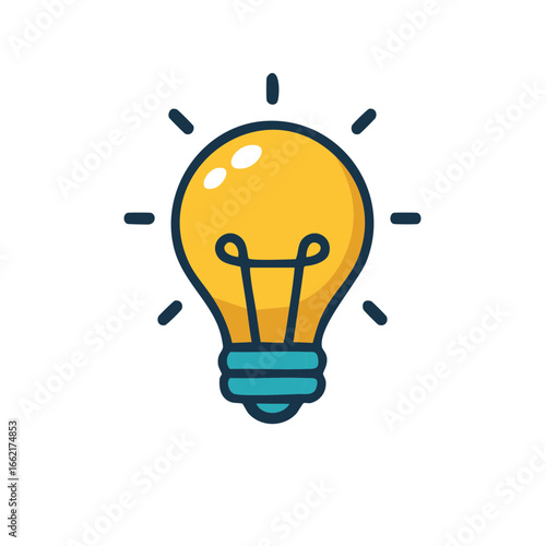 Stylized Yellow Light Bulb Icon Symbolizing Ideas Creativity and Innovation