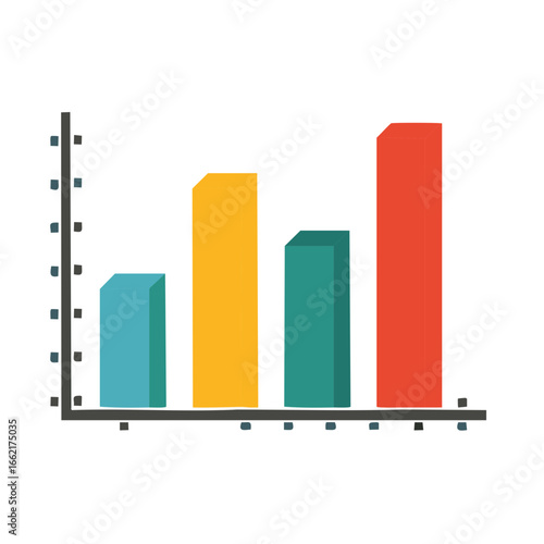 Colorful Bar Graph Chart Illustrating Statistical Data, Business Growth and Trends