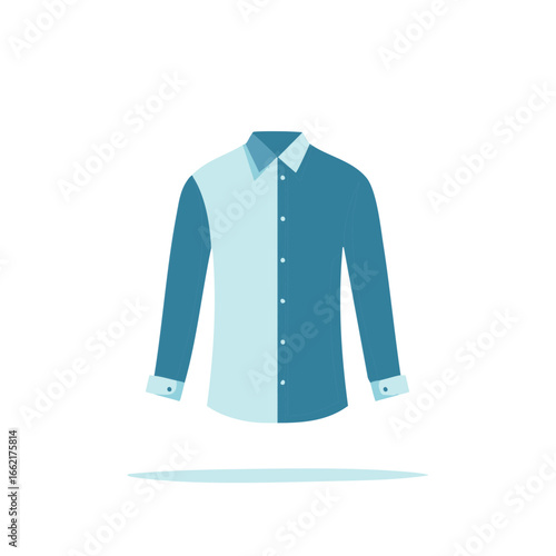 Stylish Long Sleeved Shirt Two Tone Design, Button Down Closure Fashion, Appealing Textile, Dressy Men's Wardrobe