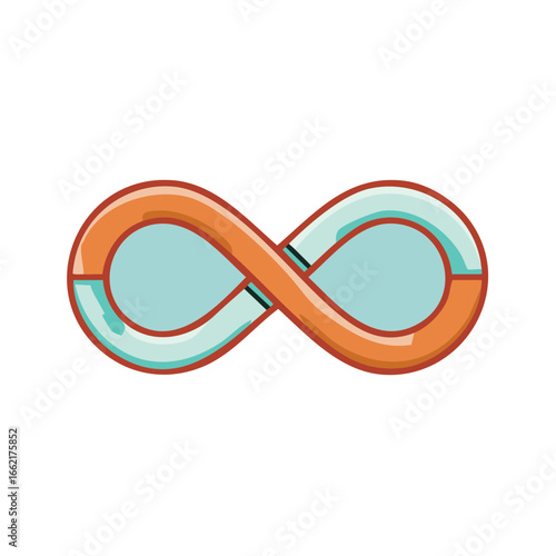 Stylized Infinity Symbol Loop in Orange and Blue with Unique Design Elements Endless Concept