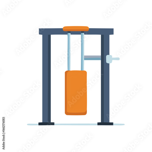 Orange Lat Pulldown Fitness Machine with Vertical Padding in Minimalist Style