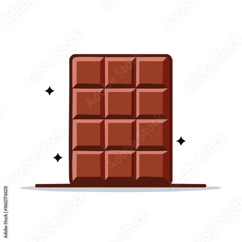Shiny block chocolate bar on surface, dark brown delicious dessert, chocolate treat temptation,  cocoa square, candy