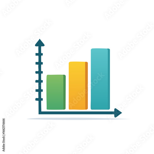 Colorful business chart with increasing columns for presentations and data analytics