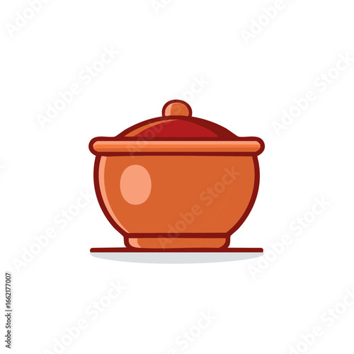 Clay pot with lid illustration vector cooking utensil food preparation containers kitchenware