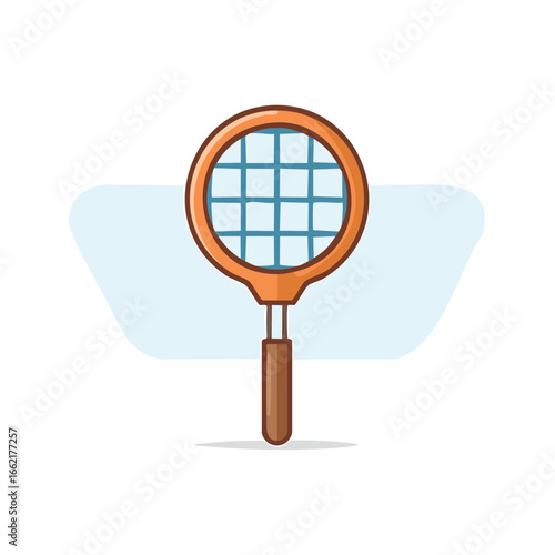 Cartoon Vector Illustration of a Badminton Racket with a Handle for Recreational Sports
