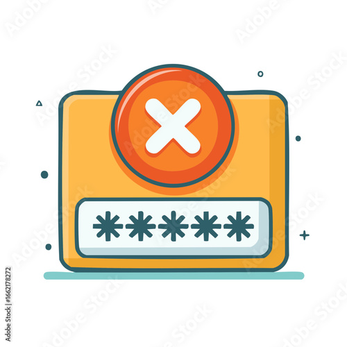 Incorrect Password Attempt Displaying Cross Mark Over Asterisks Characters