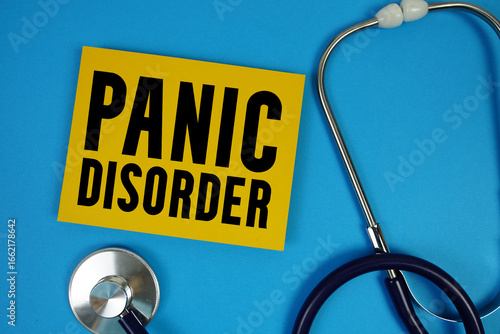 Fotografie Panic Disorder text with Stethoscope on blue background