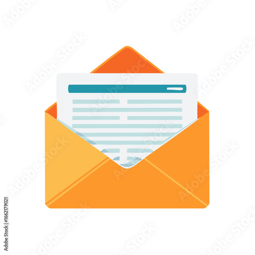 Vibrant Orange Envelope with Letter Inside Representing Communication and Correspondence