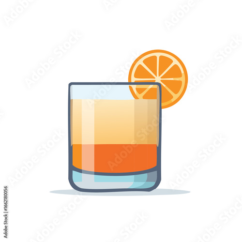 Vibrant cocktail illustration featuring an orange slice garnish in a modern and minimalist style