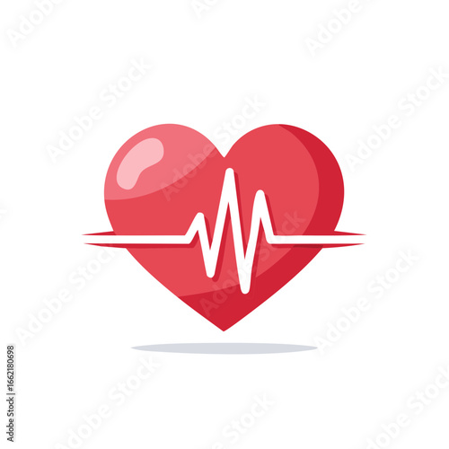 Graphical heart with heartbeat illustration conveying vital health rhythm symbol