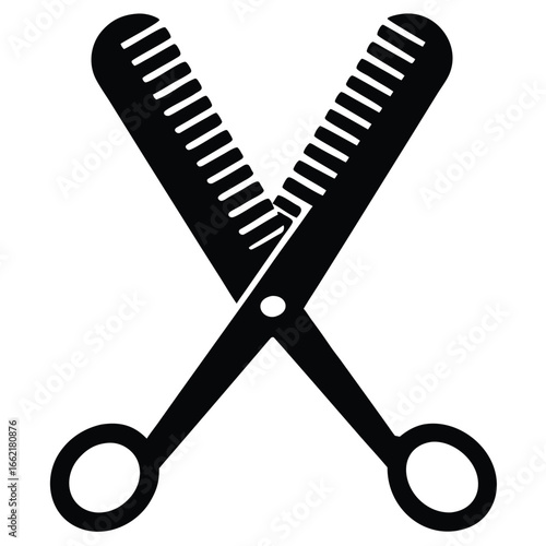 Black Scissors and Comb Icon barber hairdressing
