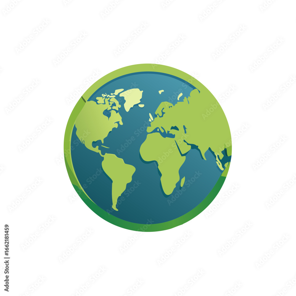 Obraz premium World map globe icon displaying continents with oceans, environment concept