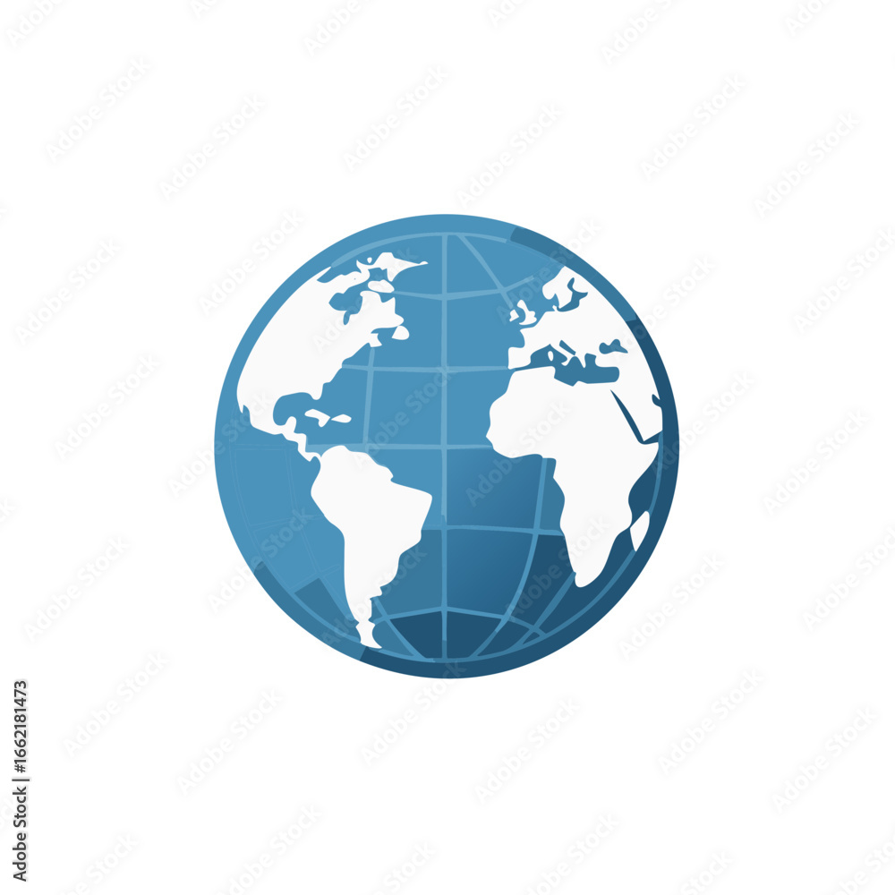 Illustrated World Globe with Blue Gridlines Showcasing Continents and Oceans Illustrated World Globe with Blue Gridlines Showcasing Continents and Oceans