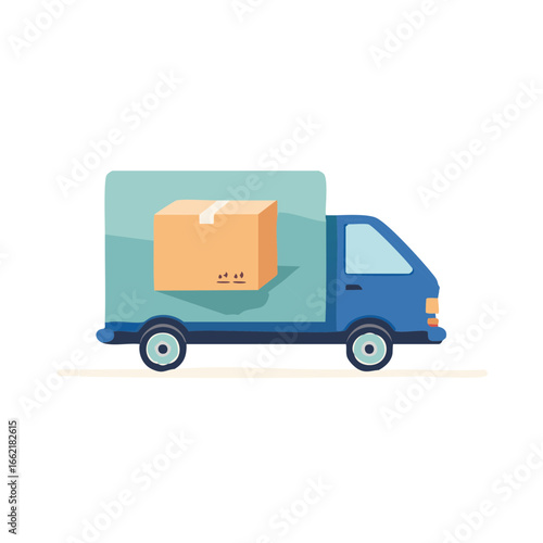 Delivery Van Transporting a Package for Shipping and Logistics Services