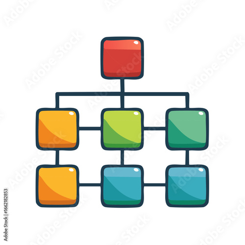 Hand Drawn Style Flowchart Illustrating Organizational Structure or hierarchical connections