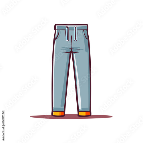 Comfortable Gray Track Pants with Orange Ankle Details Fashion Casual Apparel