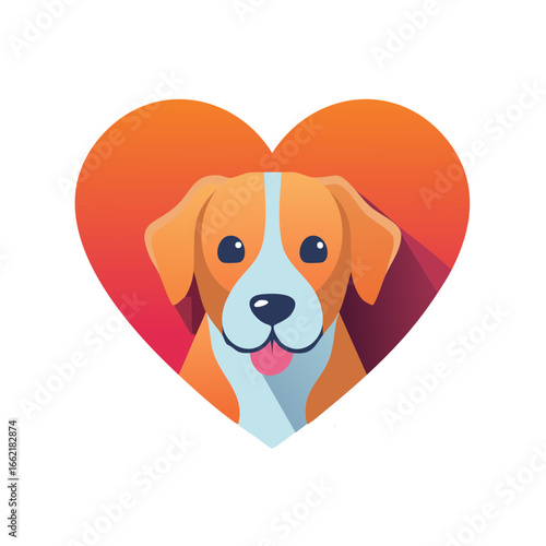 Dog Portrait in Heart Shape Affectionate Pet Animals Friend Valentine Love
