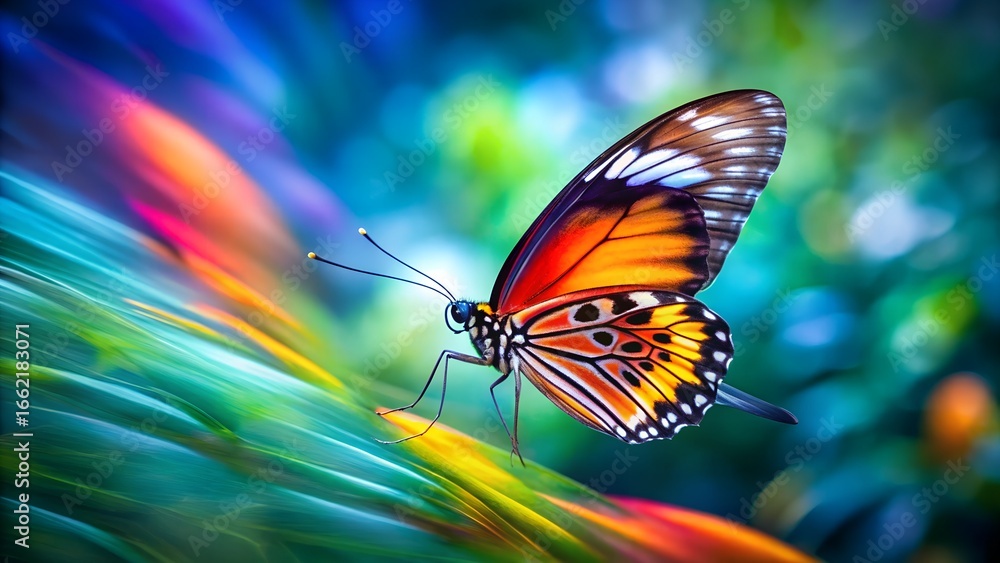 Fototapeta premium Colorful butterfly on a leaf