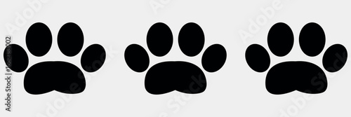 Paw icon collection.paw print sign and symbol. dog or cat paw. A paw print with a white background showing animal footprint and claw marks.