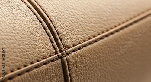 Wallpaper Mural A close up shot of beige leather with stitching detail showing texture and craftsmanship in detail view Torontodigital.ca