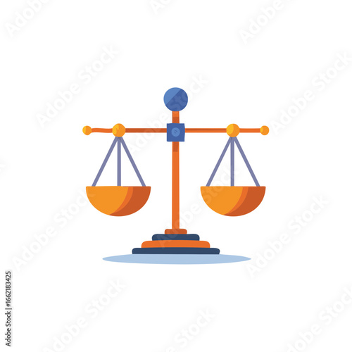 Scales of Justice Flat Vector, Legal Balance and Equality Symbol, Law Balance
