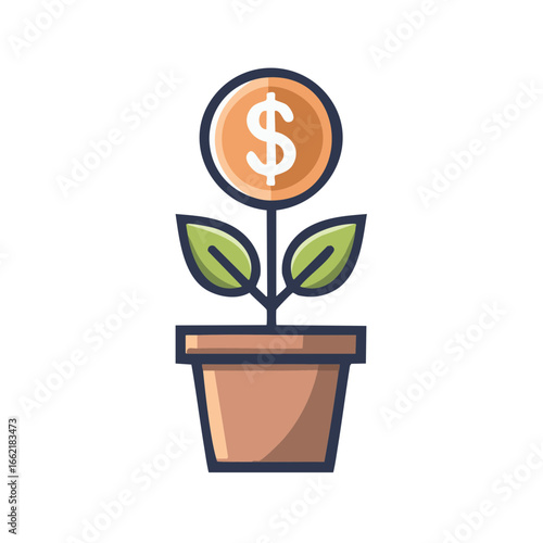 Money Plant Illustration growing funds success investments vector artwork