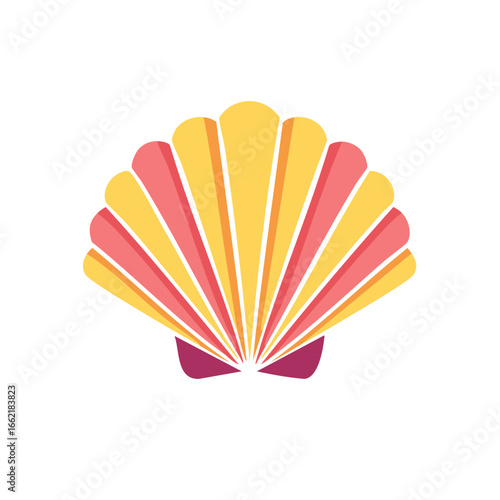 Stylized Seashell Radiating Vibrant Yellows and Pinks with an Abstract Feel