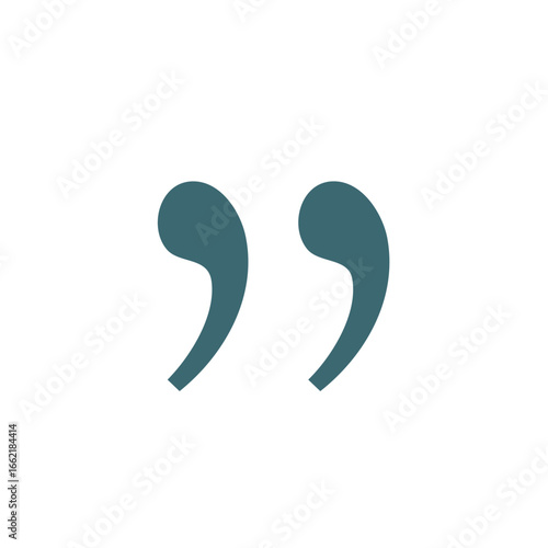 Pair of Teal Quotation Marks Placed Together Against Plain Background