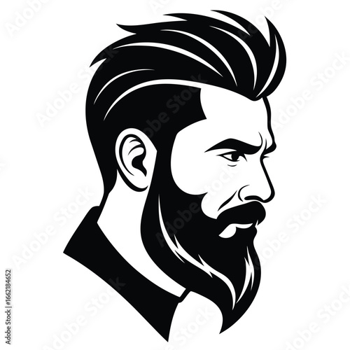Bearded man profile stylized graphic mustache hair