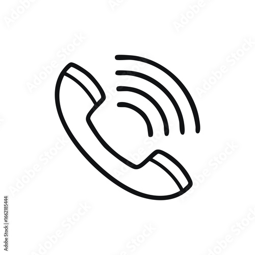 A hand-drawn telephone handset with signal lines, indicating communication. The phone is drawn in simple lines.