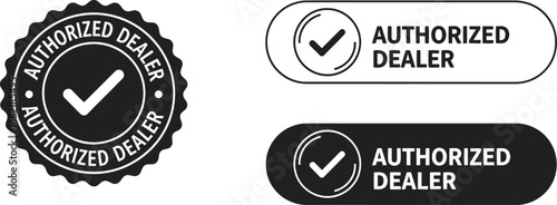 Authorized dealer stamps in black and white vector illustration