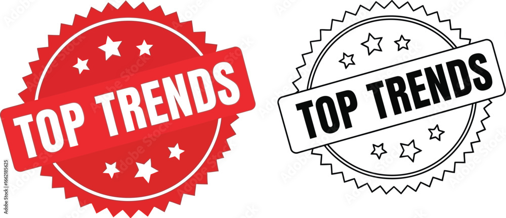 Obraz premium Two top trends labels one red with stars and one black and white