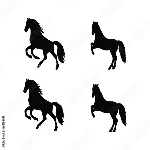 Elegant Black Horse Silhouette Set – Dynamic Equine Poses Collection"