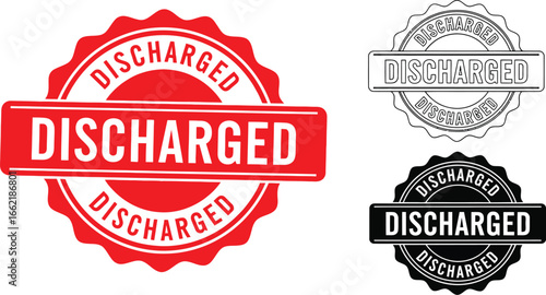 Three discharged stamps in red black and white color variations