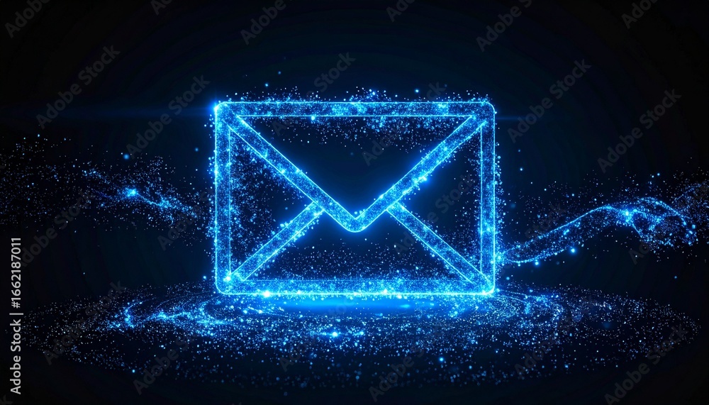 Fototapeta premium Glowing Digital Envelope Abstract Technology Concept.