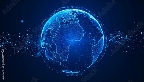 Global Network Connection Digital Earth Technology.