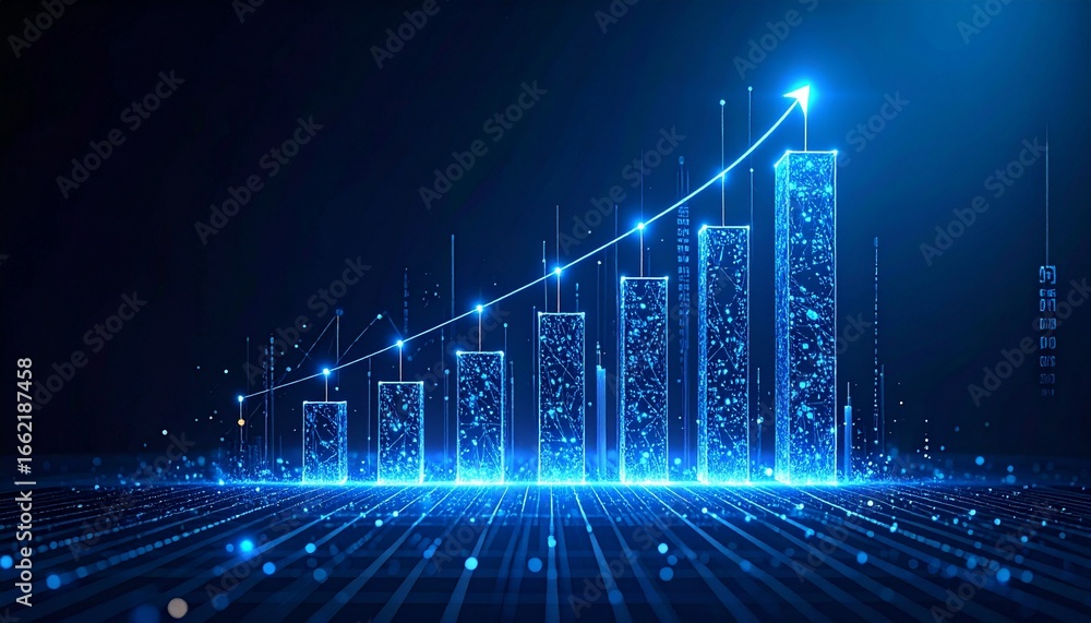 Fototapeta premium Digital Growth Chart Success Business Data Analytics Progress.