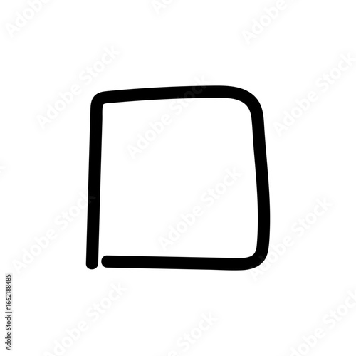 Simple hand drawn square checkbox icon in an unchecked state, designed for user interface elements.
