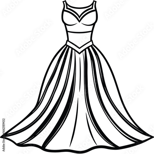 Vintage fashion illustration of a woman in a modest dress