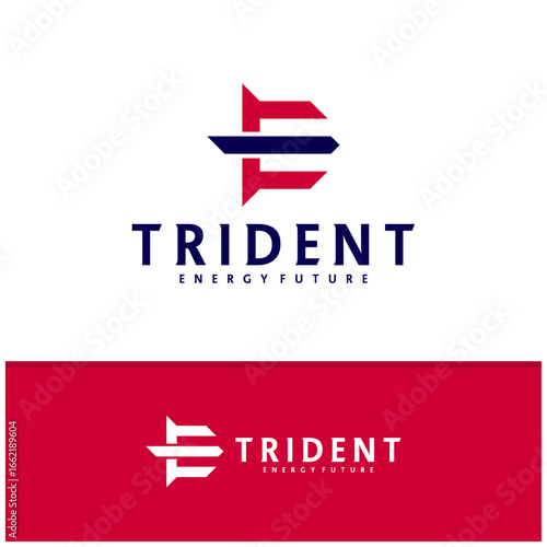 Letter E F with Trident logo icon design vector design template inspiration