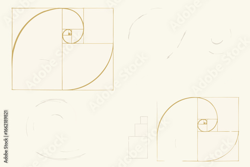 Golden Ratio Sketches: Geometric Composition with Spiral and Rectangle Sequence