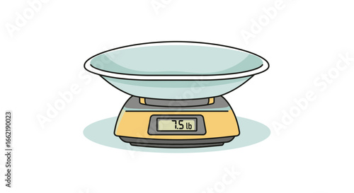 Digital Kitchen Scale Illustration Weighing Food Ingredients for Recipes