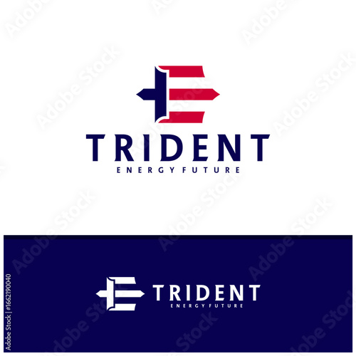 Letter E F with Trident logo icon design vector design template inspiration