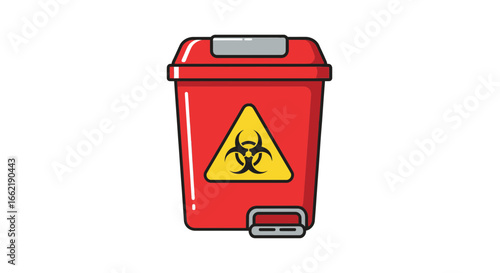 Red Biohazard Waste Bin Safe Disposal of Medical or Hazardous Materials