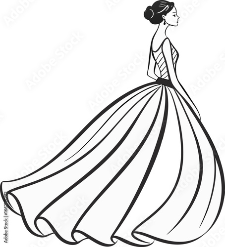 Vintage fashion illustration of a woman in a modest dress